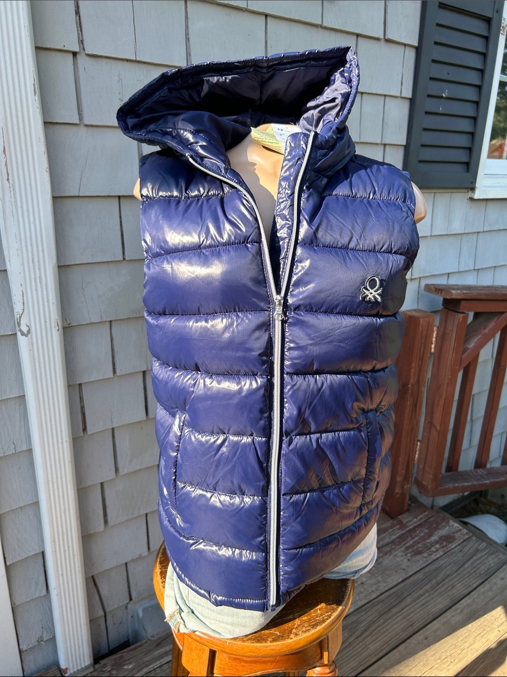 United Colors Of Benetton Kids Dark Blue Puffer Vest with Hood-  Tags